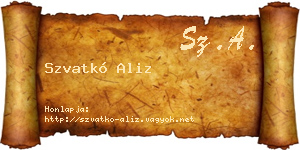 Szvatkó Aliz névjegykártya